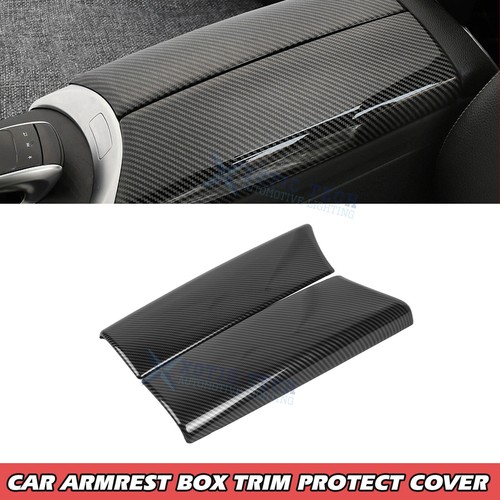 Carbon Fiber Style Central Armrest Box Cover Trim For Mercedes C GLC Class 15-21