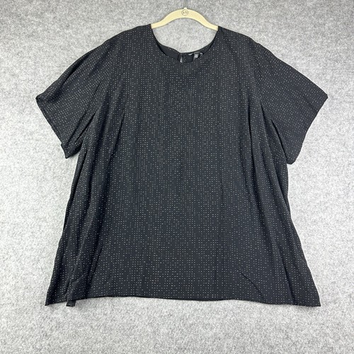 Eileen Fisher Top Womens 22W Black Morse Code Geometric