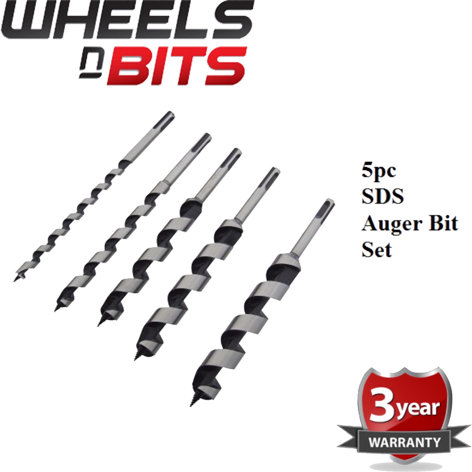 NEW 5pc Large Auger Drill Bit Set SDS Shank 10 13 19 22 25mm Wood Work
