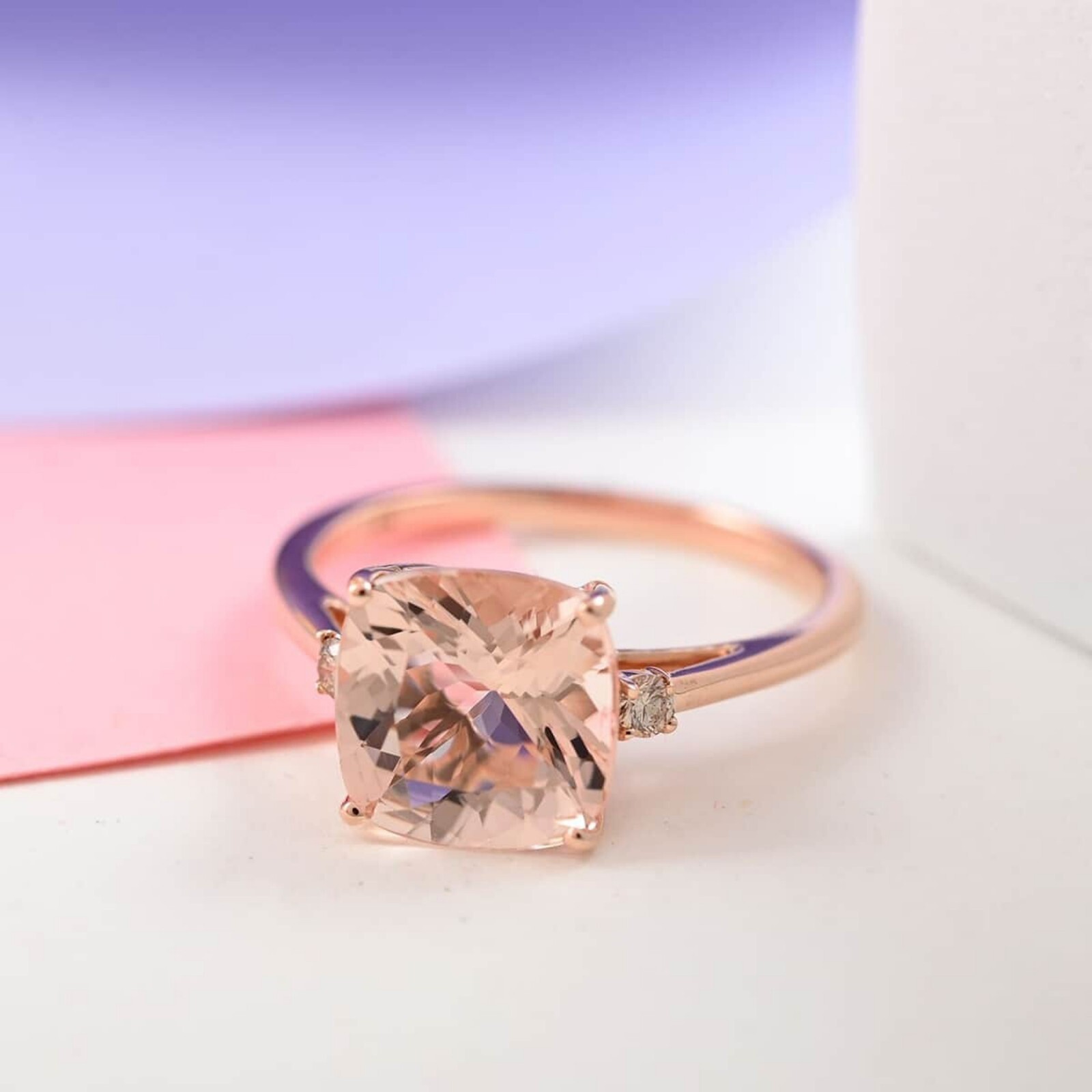 Pre-owned Sterling .50.ct Square Cut Morganite Women Eternity Engagement Ring  Silver In Pink