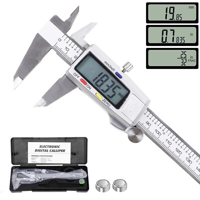 Stainless Steel Digital Vernier Caliper 6'' Measuring Tool LCD Screen Micrometer