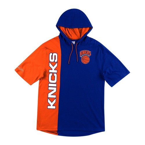 Мужская толстовка с капюшоном Mitchell & Ness NBA с короткими рукавами и разрезом New York Knicks