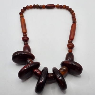 Bead Statement Necklace Women Brown Boho Chunky Festival Statement