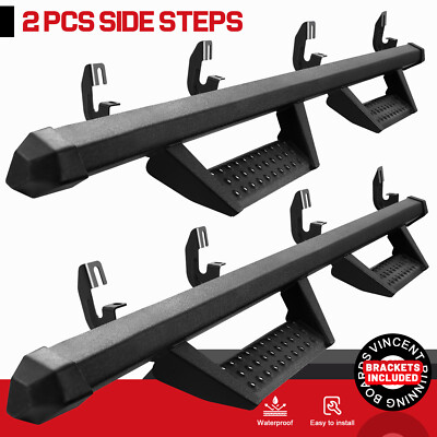 Fit 2015-2025 Colorado/Canyon Crew Cab 3'' Drop Running Boards BLK Nerf Bar BCKA