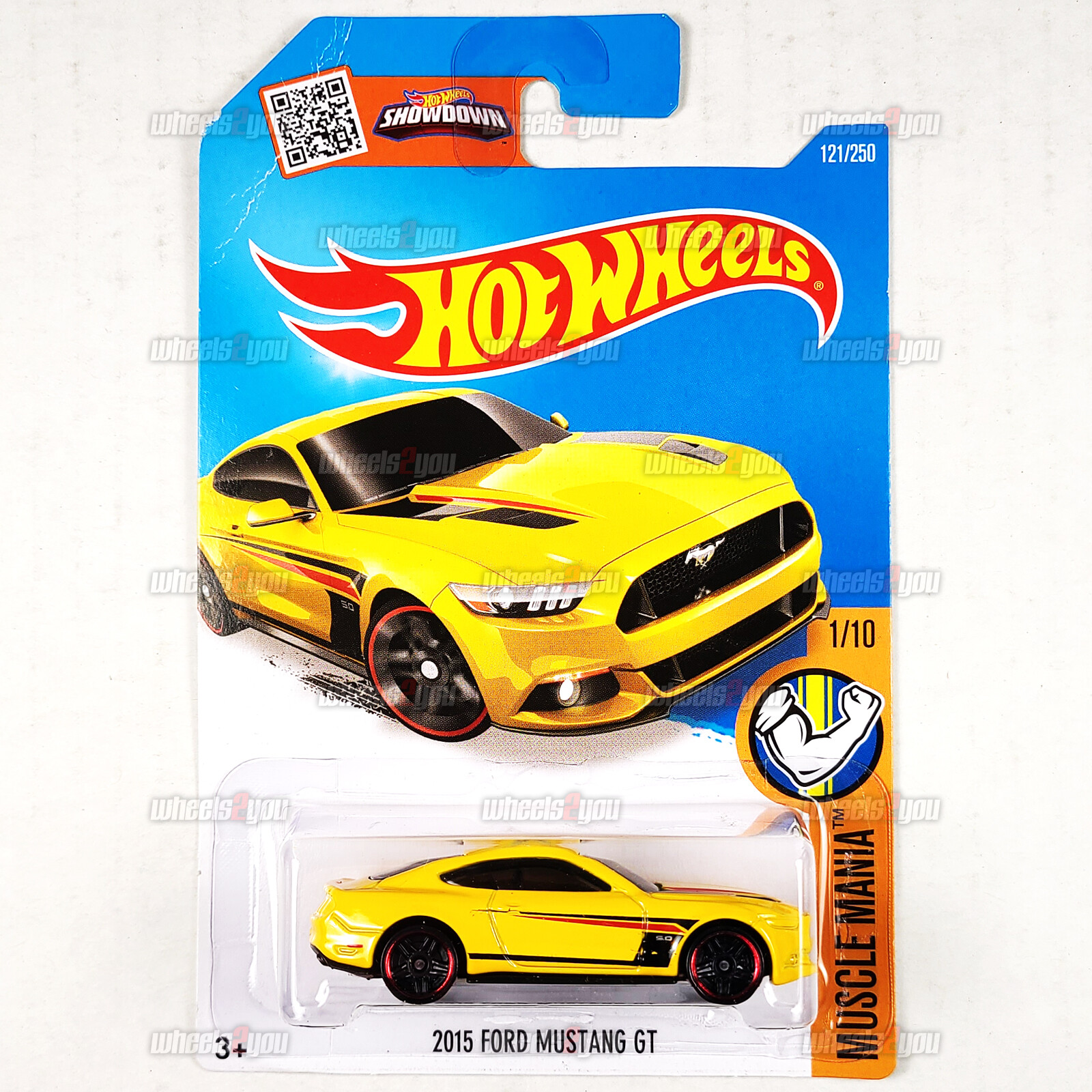 2016 Hot Wheels - 2015 FORD MUSTANG GT #121 yellow- Muscle Mania