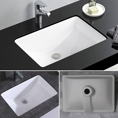 20'' x 14'' Undermount Bathroom Sink Rectangle, 20in White Bathroom Sink Ceramic