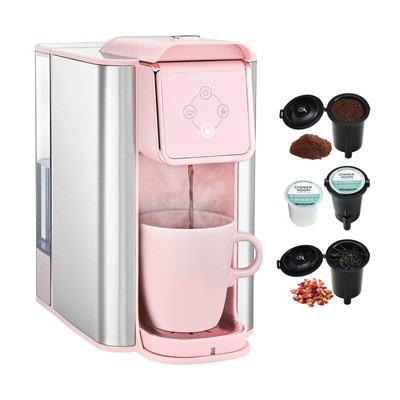 Mecity Pink Coffee Maker 3-in-1 Single Serve Coffee Machine, For Flat Bottom ...