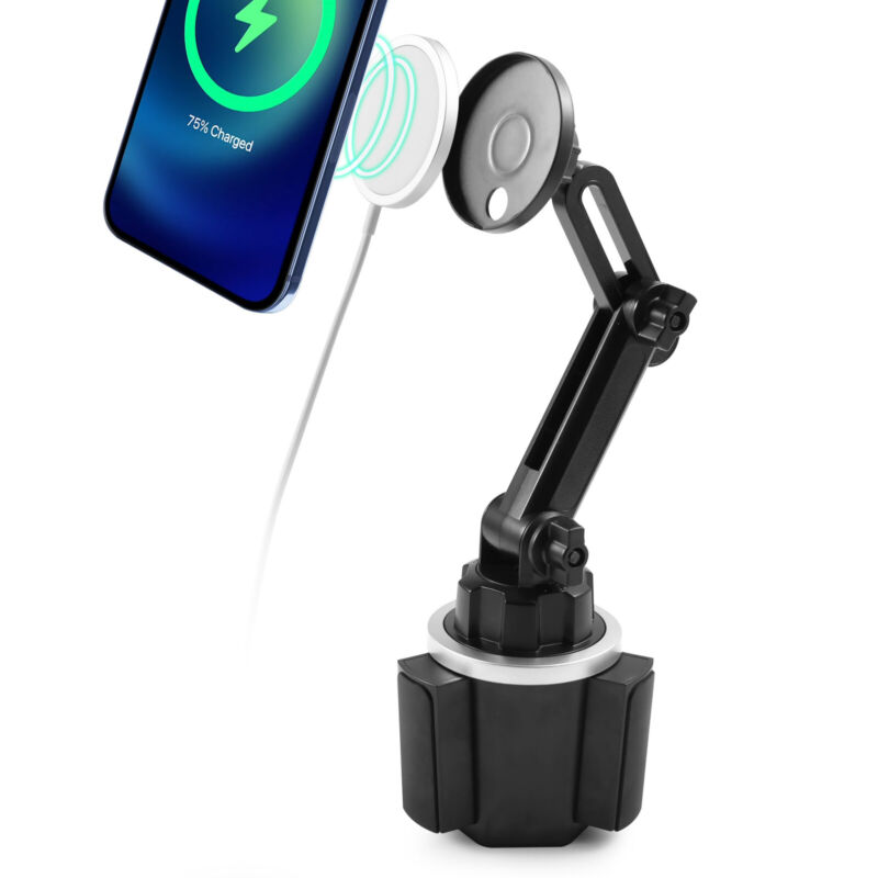 Car Cup Cell Phone Holder Long Adjustable Mount For Magsafe Charger Iphone 12