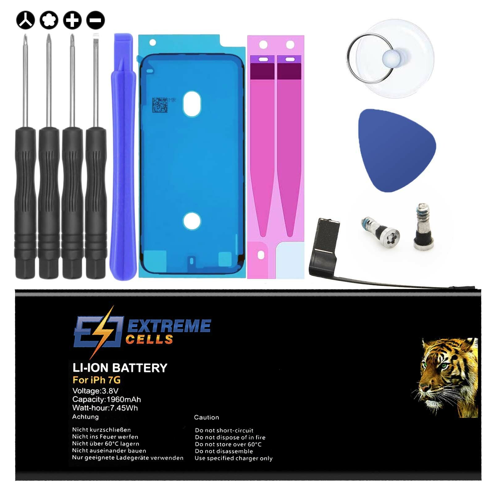 Extremecells Akku Set für iPhone 7  inkl. Werkzeug Ersatzakku Batterie Tool Kit