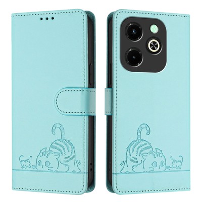 For Infinix Hot 40i, Luxury Flip Leather Wallet Cat Pattern Card Case Cover