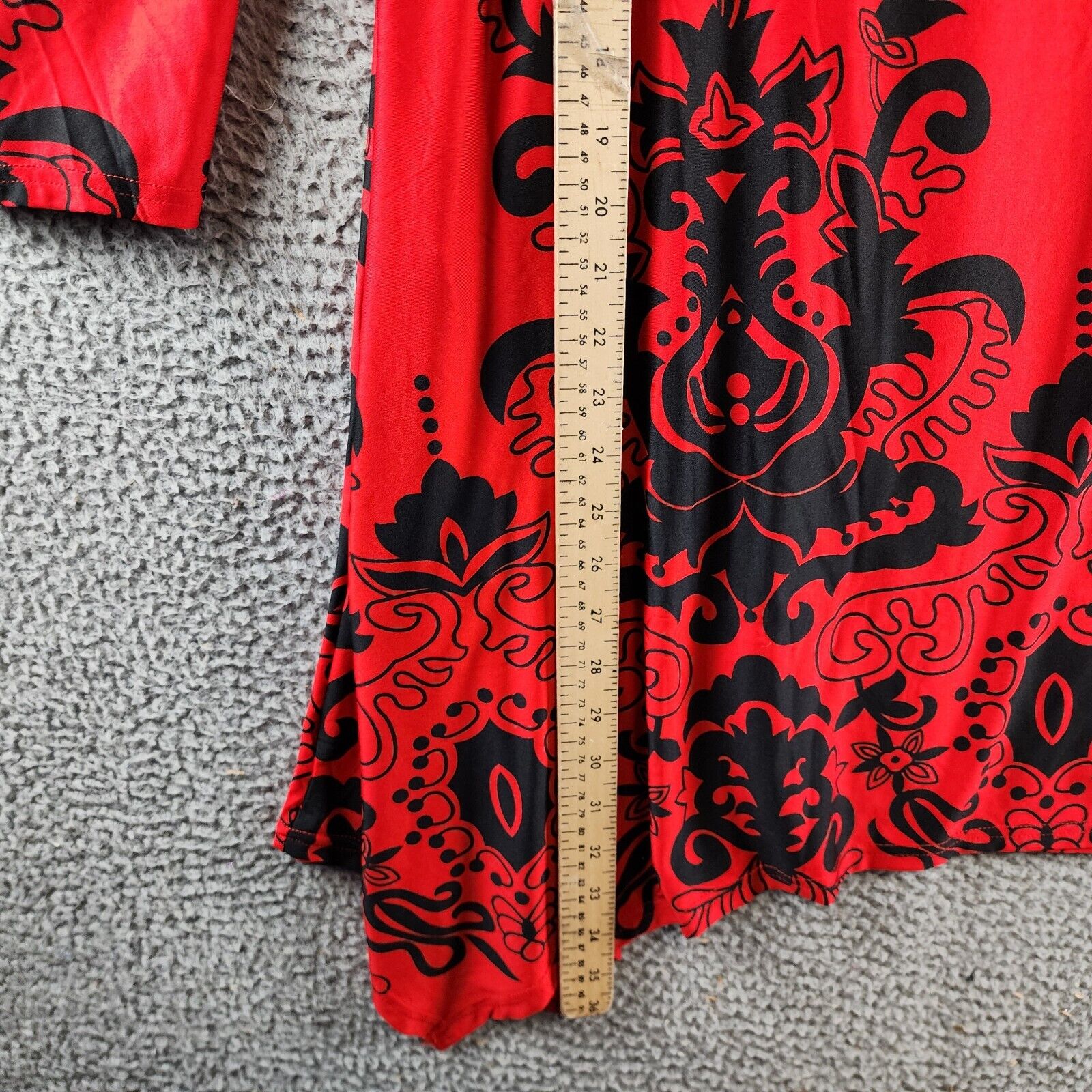 White Mark Plus Size Yanette Tunic Top Women's 2XL Red/Black 3/4 Sleeve Pullover - Picture 8 of 14