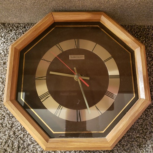Vintage Linden quartz octagon wall clock chocolate brown / goldのeBay公認