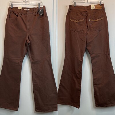 New! Levi's Womens Jeans 31x32 High Rise 70s Flare Vintage Look Brown Denim