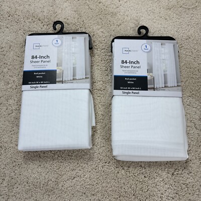 2 Mainstays Textured Solid Curtain Single Panel, 38'' x 95'', White
