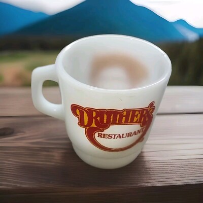Vintage DRUTHERS RESTAURANT Milk Glass WHITE Coffee CUP
