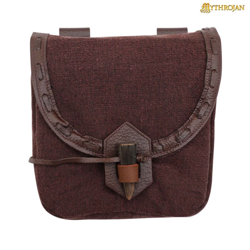 Medieval Belt Pouch Bag with Horn Toggle Closure Cosplay Renaissance Bag Brown