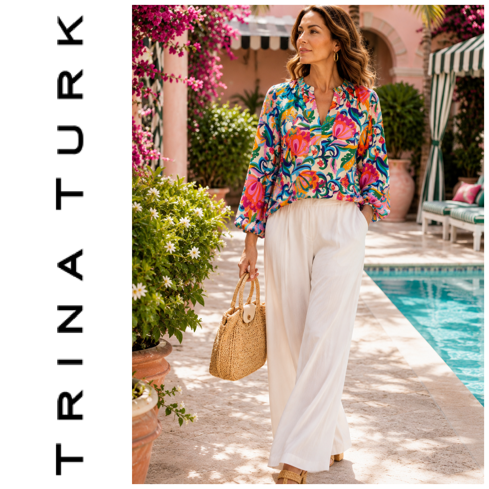 NWT Trina Turk Tanvi Top Sz XXL Multicolor Floral Puff Sleeve Lined Blouse Shirt