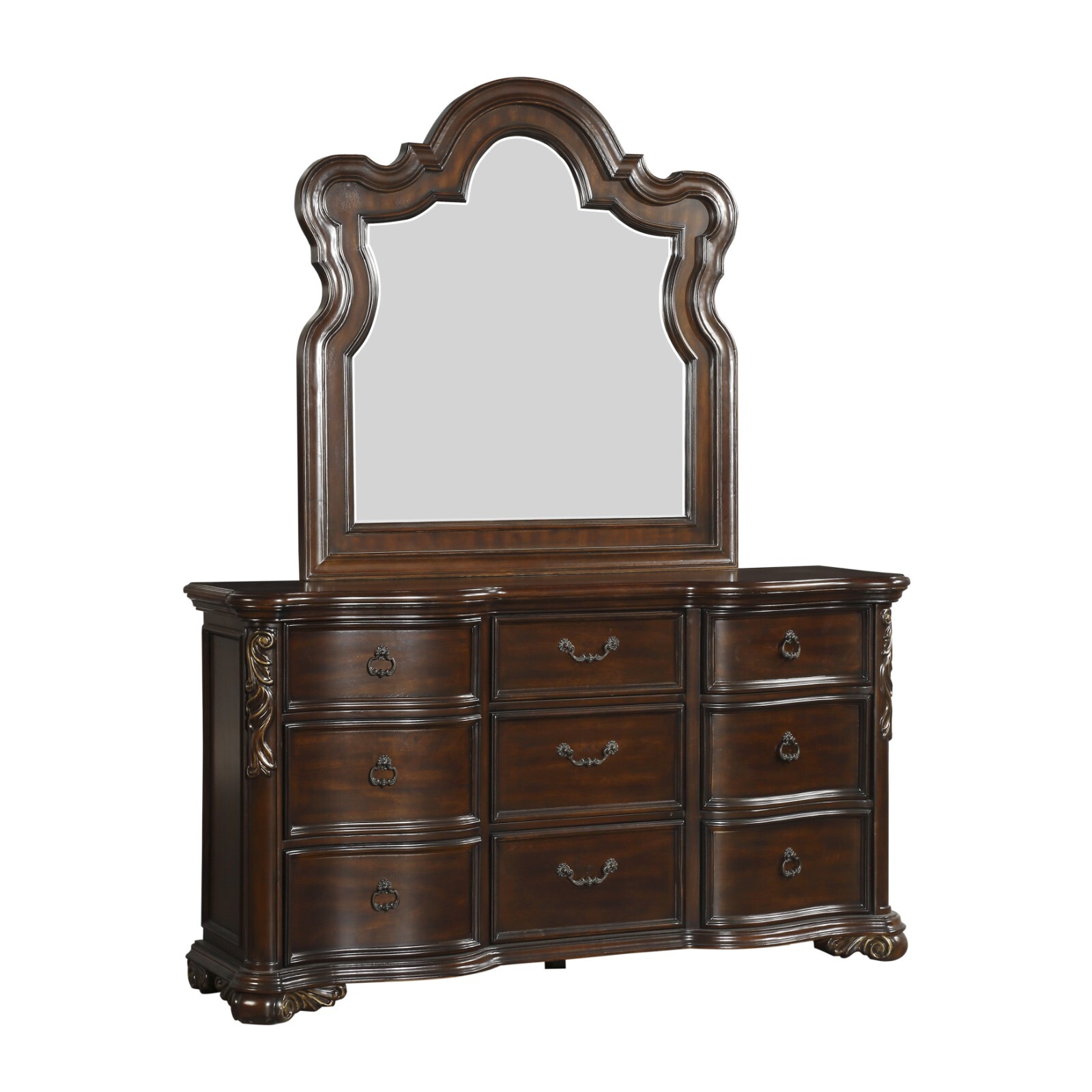 NEW Grand Classic Cherry Brown King Queen 5PC Bedroom Set Traditional B/D/M/N/C