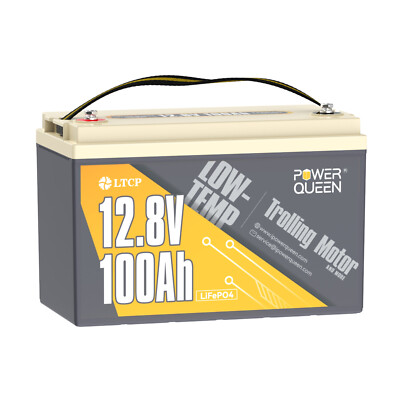 NEW Power Queen 12.8V 100Ah Low-Temp LiFePO4 Battery Perfect for Trolling Motor