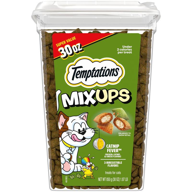 Mixups Catnip Fever Flavor Crunchy and Soft Treats for Cats, 30 Oz