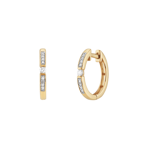Pre-owned Welry 1/10 Cttw Diamond 15mm Hoop Earrings In 10k Yellow Gold In White