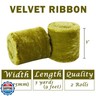 RIBBOOO 2 Rolls Sage Green Velvet Ribbon 3 Inch Handmade Fringe Frayed Silk Velvet Ribbon Raw Edge Silk Velvet Ribbon for Wreaths Flower Bouquet Dress Sash Baby Shower Wedding Decor - 6 Yards