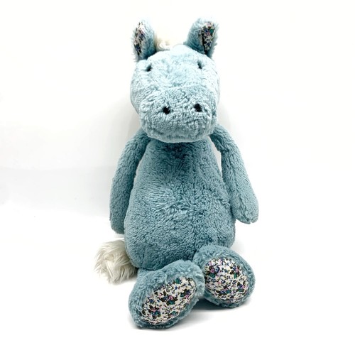 Jellycat Bashful Blossom Pony Horse Dahlia Light Blue Floral