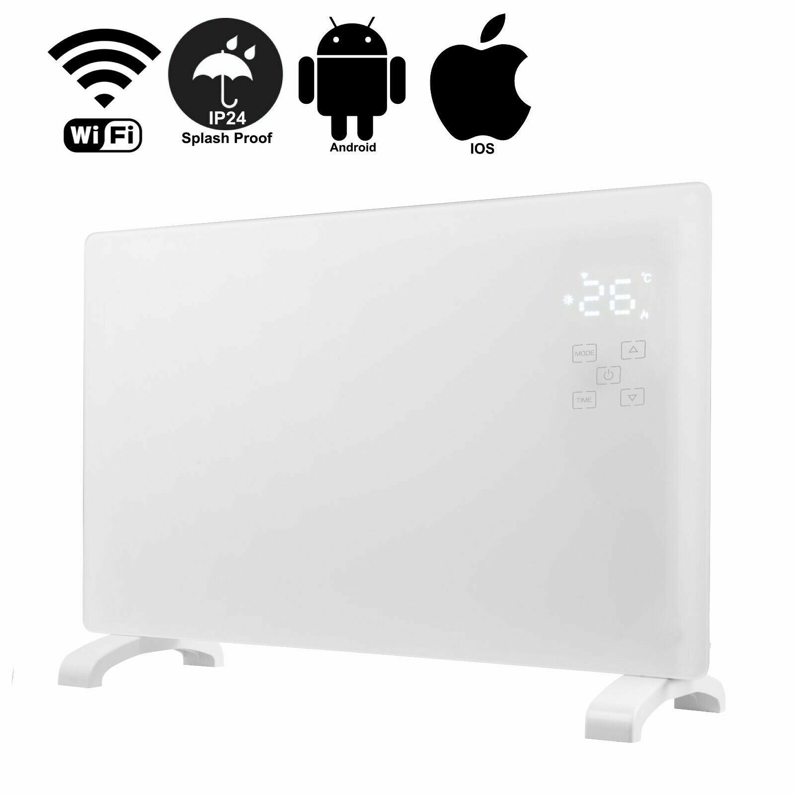 WIFI App Control 2000W White Glass Electric Radiator / Wall Smart Panel Heater buyHeating
