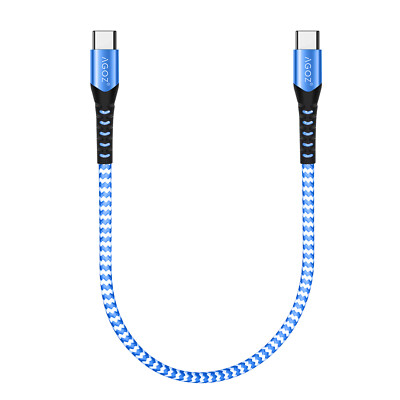 1ft Blue Short USB C to USB C Cable Charger for Samsung S24 S23 S22 S21 A54 A14