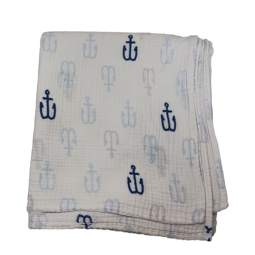 Swaddle Wrap Throw Nautical Anchor Blue White Security Cloud Isl