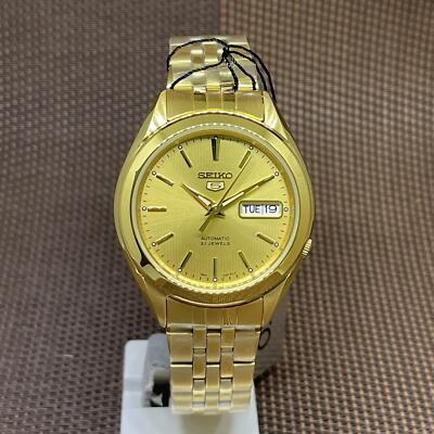 Pre-owned Seiko 5 Snkl28k1 Automatic Gold Tone Stainless Steel Analog Men's Casual Watch