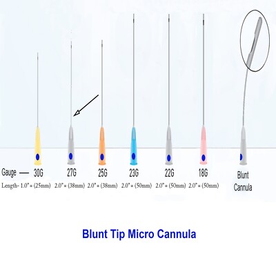Flexible Micro Rounded Disposable Blunt-Tip Cannula Blue Dot Port Side Indicator