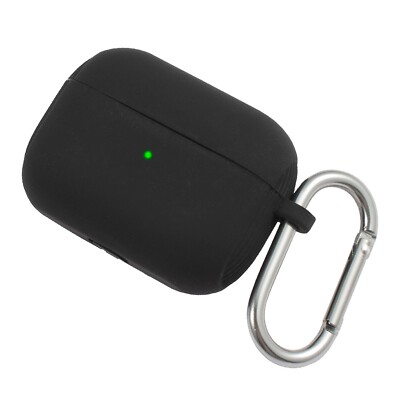 For AirPods Pro Liquid Silicone Case Protective Soft Skin Cover Keychain Black