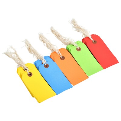 100 Tags 4 3/4" x 2 3/8" Size 5 Colored Inventory Shipping Hang Tag with String