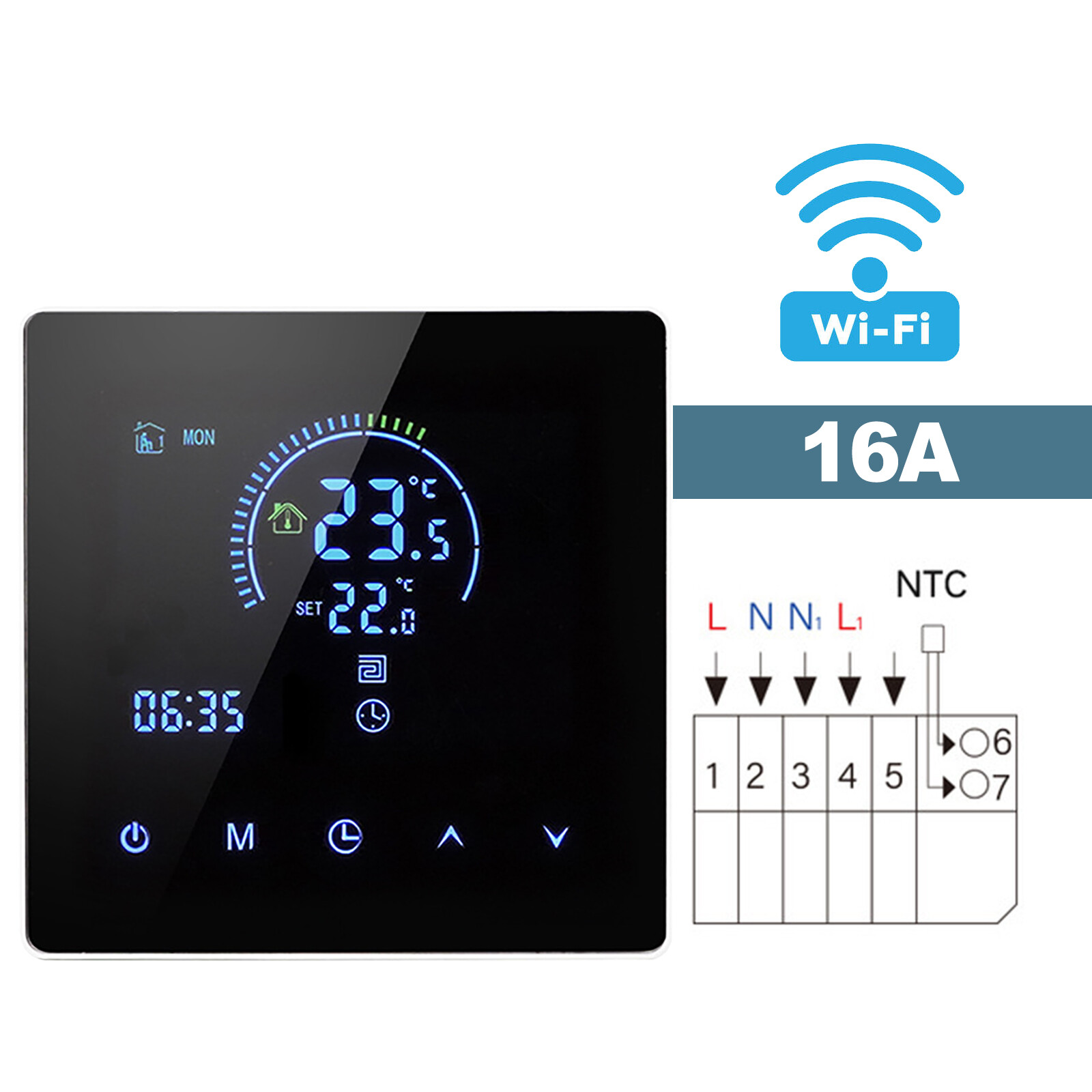 WiFi LCD Display Smart Thermostat Remote Controller For Google Alexa Smart Home
