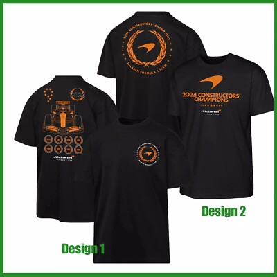 NEW - McLaren F1 Team 2024 Constructors Cup Champion Race Way T-Shirt Black