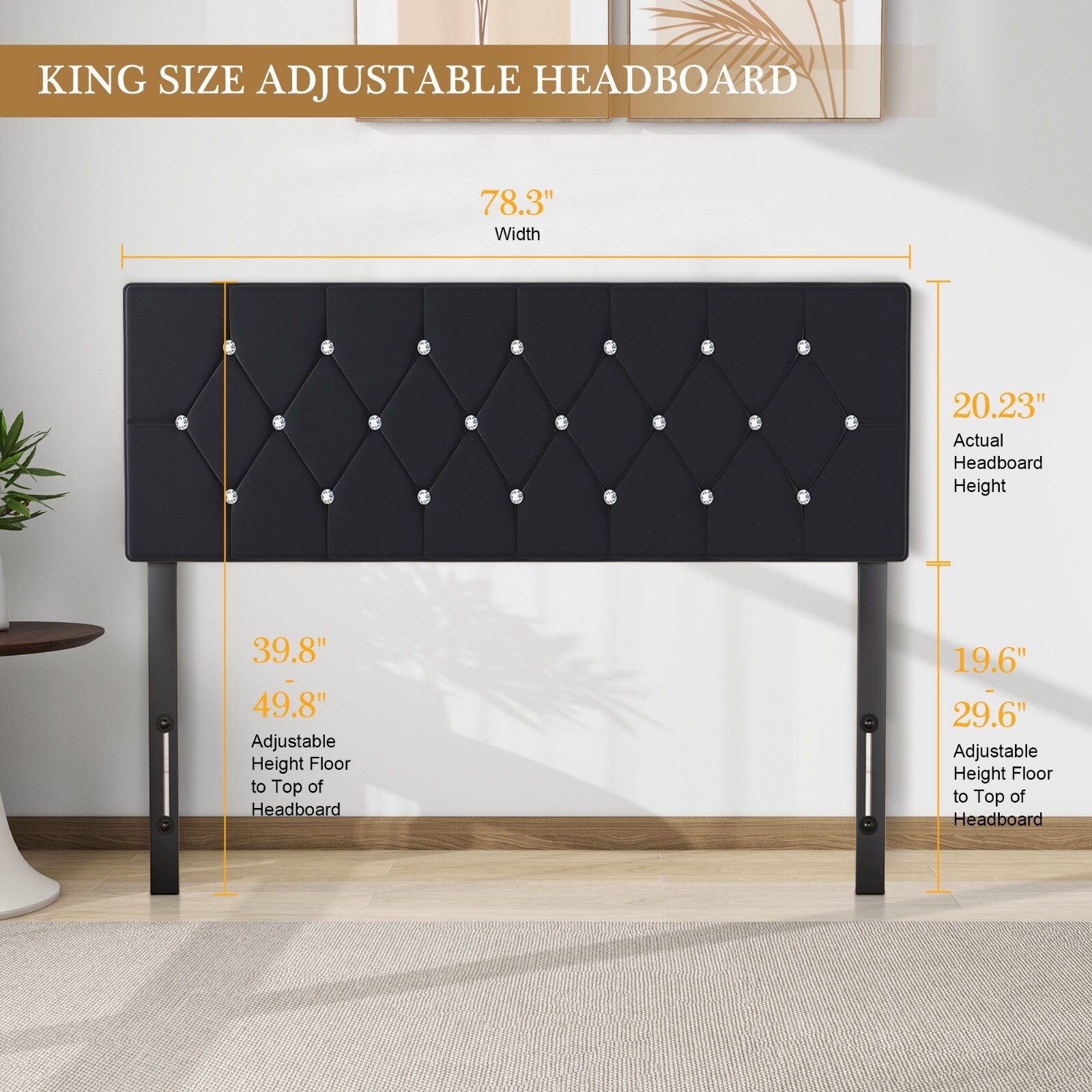 Queen King Size Upholstered Headboard Only Velvet Button Tufted Adjustable Bed