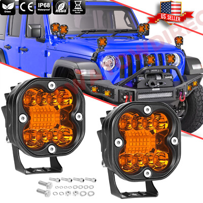 2X 3'' 200W LED Cube Pods Work Light Bar Combo Driving For JEEP Off Road UTV 4WD