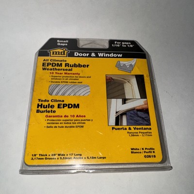 M-D  All-Climate  Rubber Window Seal Ex-Small, White  (02618)  FS 1/16  - 1-8 