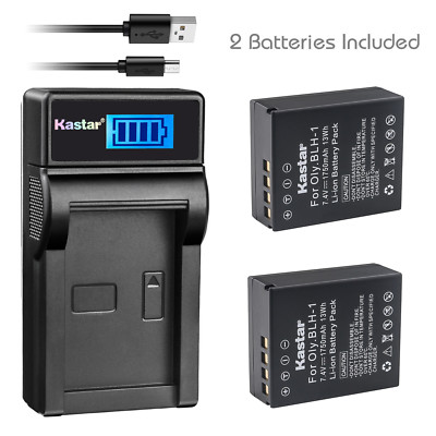 Kastar Fully Decoded Battery LCD Charger for Olympus BLH1 BCH1 OM-D E-M1 Mark II