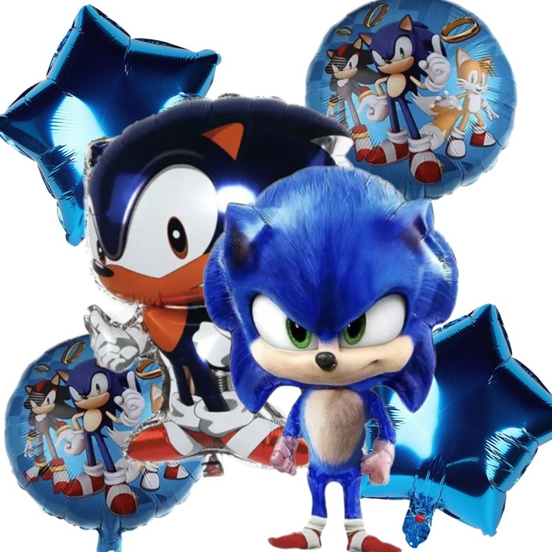 Sonic Birthday Party Supplies, 6pcs Sonic Balloons the hedgehog Party