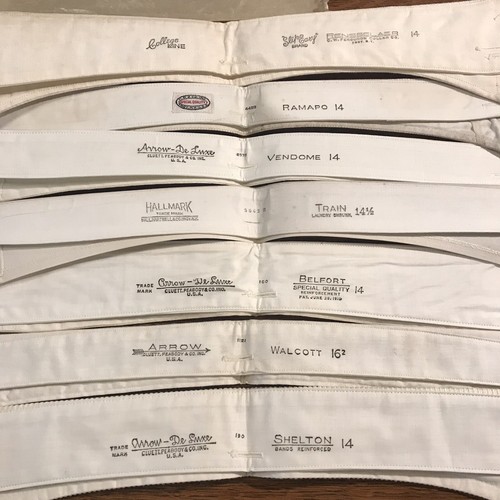 VTG ARROW EDWARDIAN SOFT SHIRT COLLARS DEADSTOCK LOT OF 14, SIZE 14 16.5