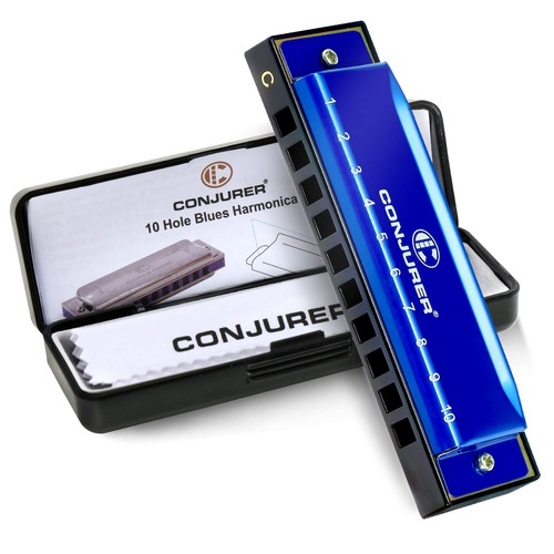 CONJURER 10 Hole Diatonic Harmonica Key of C Blues Harmonica  Adults Kids Gift