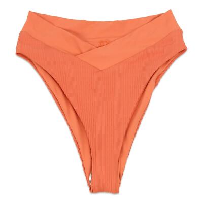 L Space Womens Pointelle Rib Court Bikini Bottom Sandy Coral New