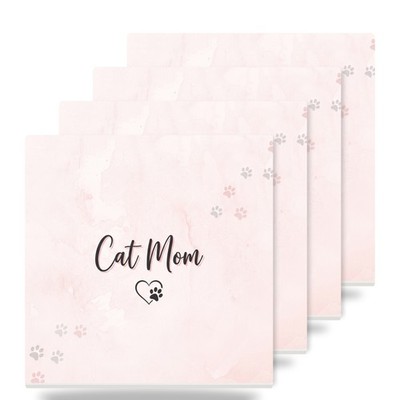 Cat Mom Heart Paw Coasters Set of 4 Ceramic Cork Back
