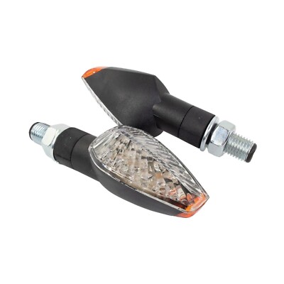 BIKEIT LED FORCE INDICATORS SHORT STEM BLACK 12V INDLED25 CLEAR LENS AMBER TIP