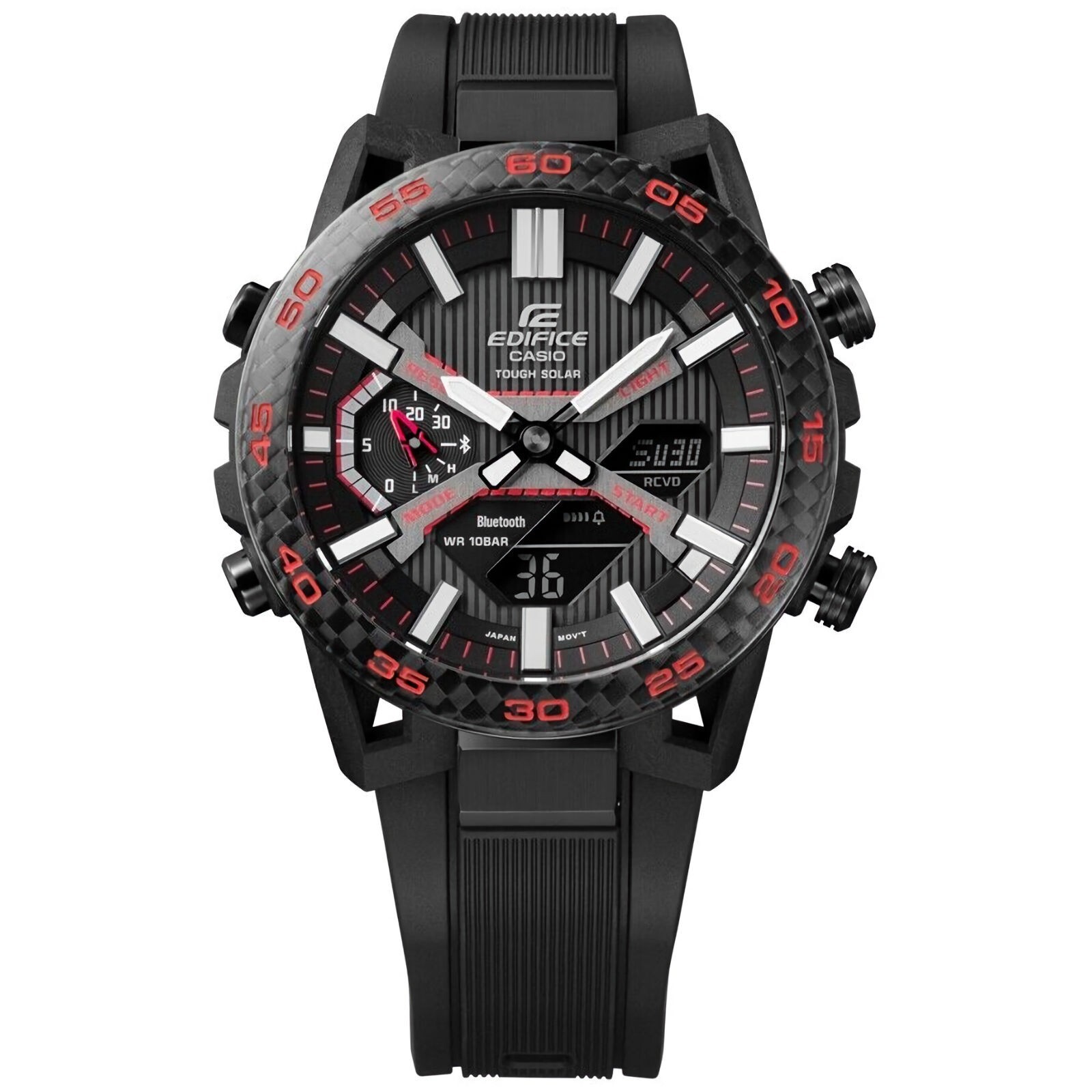 Pre-owned Casio Edifice Sospensione Ecb-2000pb-1a Tough Solar Bluetooth Carbon Case Watch In Dark Gray