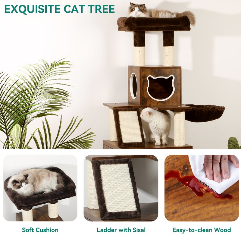4 layers of cat litter box enclosure cabinet cat tree tower pet house furniture