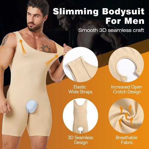 Men Full Body Shaper Belly Compression Shapewear Bodysuit Tummy Control Girdle