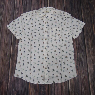 Marine Layer NEW NWT Mens Small White Trippy Mushroom Print Button Up Shirt